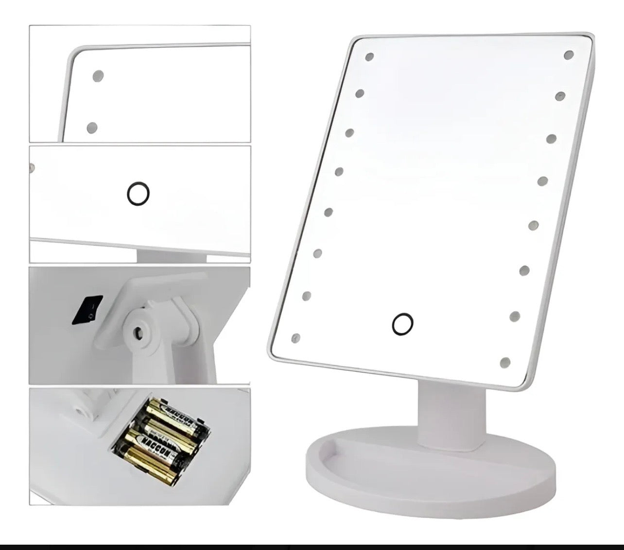 Espejo del Maquillaje Cuadrada LED 360°