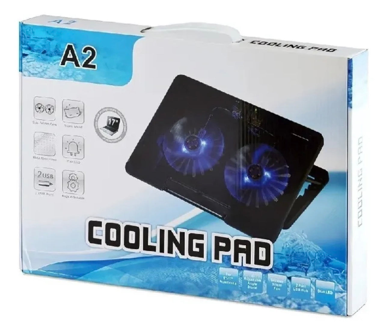 Base Cooler para Notebook hasta 17” con 2 Ventiladores USB y Soporte Ajustable