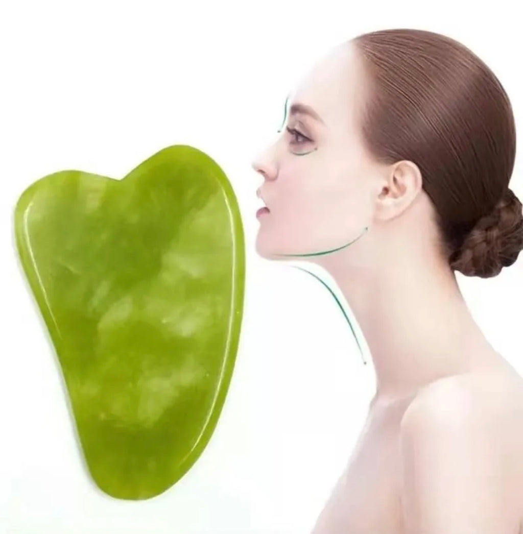 Gua Sha de Cuarzo Natural para Masaje Facial y Drenaje Linfático