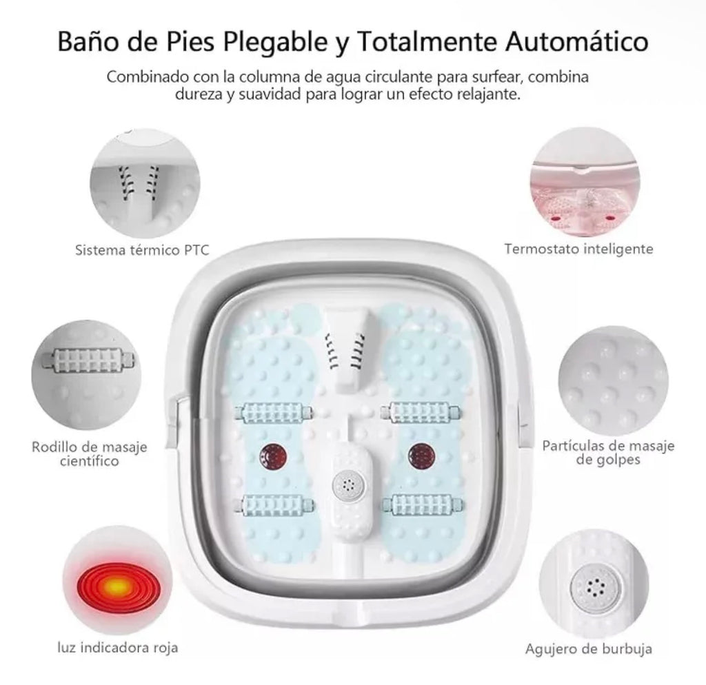 Spa para Pies Hidromasaje Plegable – Calor, Burbujas y Masaje (Ideal Relajación)
