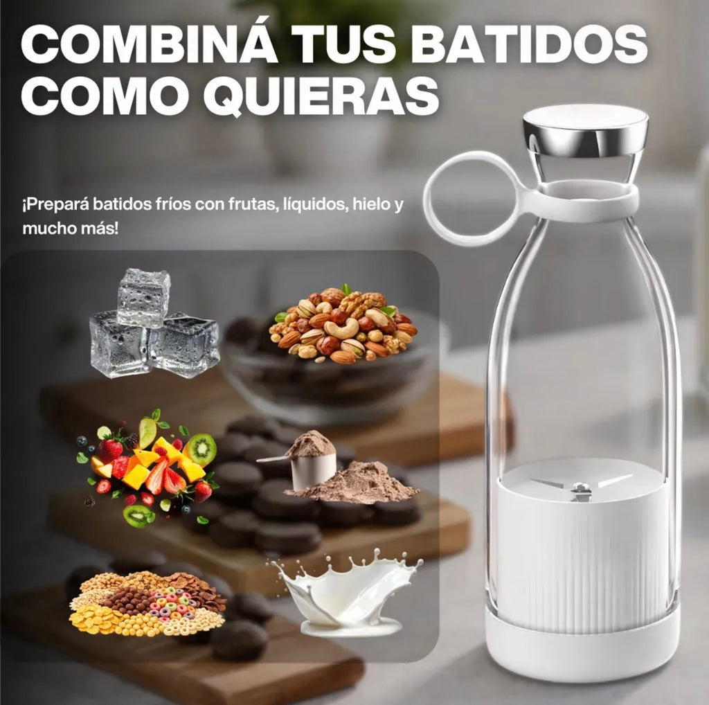 Licuadora Portátil Recargable USB: Smoothies y Batidos al Instante (420ml)