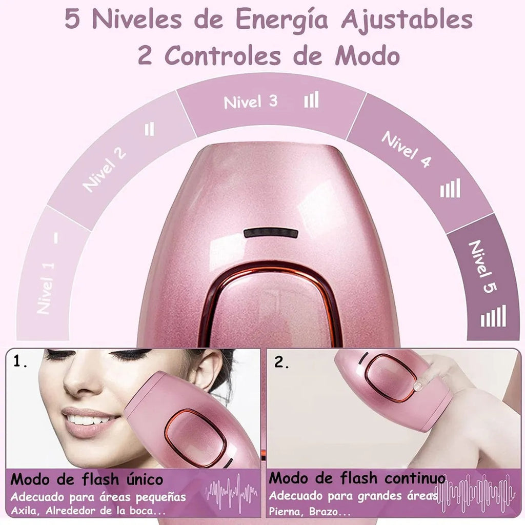 Depiladora Láser IPL Definitiva - Sistema de Depilación Permanente 5 Niveles + Kit de Accesorios