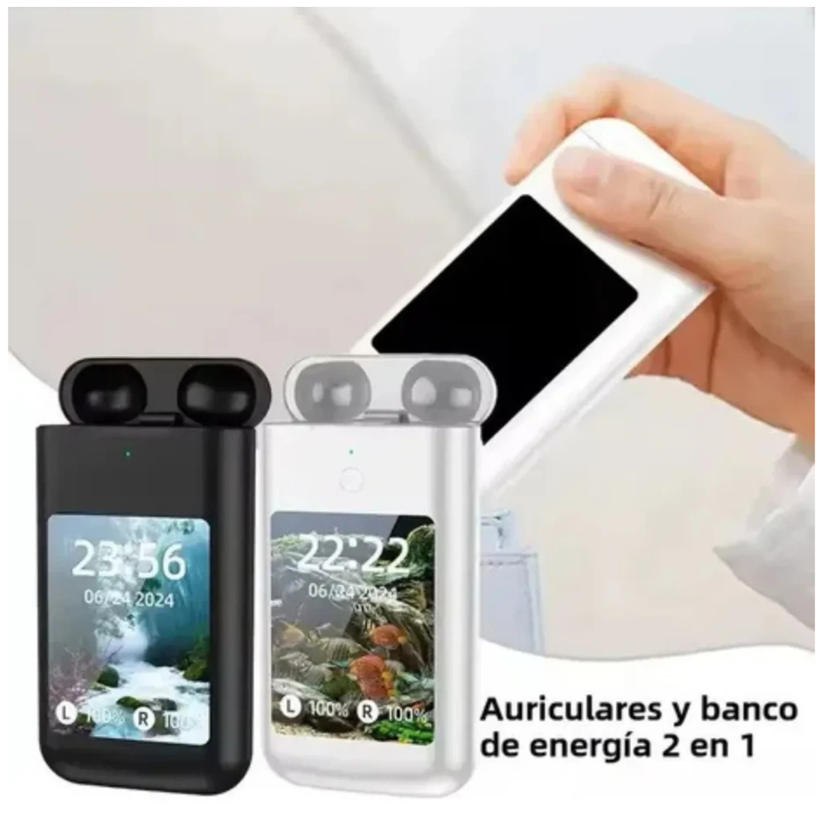 Auriculares Bluetooth Deportivos con Pantalla LED y Gancho para Oreja | 50H Autonomía | Ideales para Running y Gym