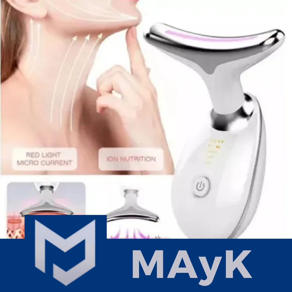 Masajeador Facial Antiedad Papada y Cuello + Sérum | Luz LED, Vibración Sónica y Calor 45°C