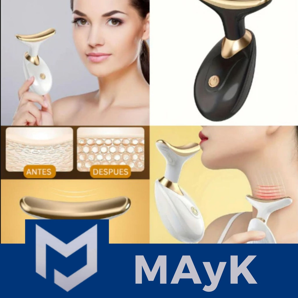 Masajeador Facial Antiedad Papada y Cuello + Sérum | Luz LED, Vibración Sónica y Calor 45°C